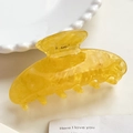 Elegant large yellow acetate hair claw clip with marble texture for women styling - Pineapple Yellow (9CM)