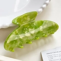 Grande pince à cheveux élégante en acétate vert marbré pour coiffures et chignons - Vert Herbe (9CM)