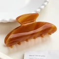 High-quality large brown acetate hair claw clip featuring a glossy amber finish - Coffee (9CM)