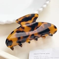 Large tortoiseshell acetate hair claw clip with glossy finish for elegant hair styling - Leopard Brown (9CM)