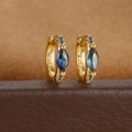 Gold huggie hoop earrings with blue marquise cut zircon and S925 silver craftsmanship - 2PCS / Gold-Blue (Y20380a)