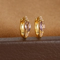 Macro shot of gold S925 earrings with purple stones and a 925 authenticity hallmark - 2PCS / Gold-Purple (Y20380a)