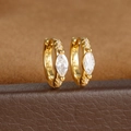 Detail of 925 silver stamp on gold plated zircon rhombus earrings with marquise cut - 2PCS / Gold-White (Y20380a)