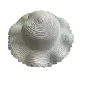 Chapeau de paille tressé vert menthe pour filles avec bord ondulé décoratif pour été - Style Enfant-Circonférence 52 / Vert fruit