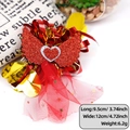 Sparkly red glitter heart wings hair clip with mesh ribbon and star detailing - Heart Red Wings Style