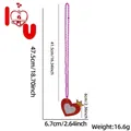 Detail view of purple beaded necklace with heart crown pendant, 18.7 inch length - Heart Crown Decor Style (Valentine Necklace)
