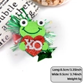 Green frog hair clip with red glitter heart and XOXO text on delicate mesh tulle - XO Frog Style
