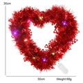 Rode hartvormige glitterkrans met LED-verlichting en hartlovertjes, 30x30cm - Rode Hartkrans Met Veelkleurige Verlichting