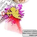 Cupid hair clip featuring golden glitter finish, pink tinsel, and red tulle mesh veil - Golden Cupid Style