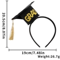 Dettaglio del cerchietto per laurea con mini tocco nero e scritta GRAD dorata scintillante - Tocco 3D con nappina