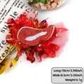 Red lip-shaped Valentines hair clip with red tulle, sequins and gold tinsel detail - Lip Style