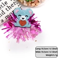 Blue glitter bear hair clip with red hearts, purple tassels, and pink starry mesh - Blue Bear Style