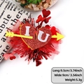 Glittery red heart hair clip with I U letters and tulle for Valentine's Day party - Arrow Through Heart Style