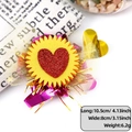 Sparkly red glitter heart hair clip with gold fringe and soft yellow tulle mesh - Heart Sunflower Style