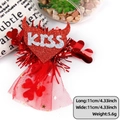 Red glitter heart hair clip with KISS lettering and devil horns for festive party - KISS Heart Style