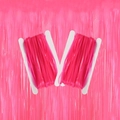Zwei Rollen leuchtend rosa Fransenvorhänge für Party-Dekoration auf weißen Brettern - Neon Macaron Rosenrot / 1m*2m