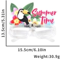 Detail der Summer Time LED-Brille mit Tukan-Design und Größenabmessungen - Tukan Blume
