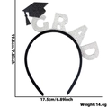 Schwarzer Abschluss-Haarreif mit silbernen Glitzer-GRAD-Buchstaben und kleiner Haube - Silber GRAD Modell