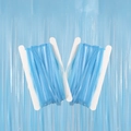 Light blue metallic foil fringe curtain pack of 2 for party backdrop wall decor - Neon Macaron Blue