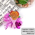 Glitter rose bouquet hairpin with pink mesh and purple tassel, size 9x8cm - Rose Bouquet Style