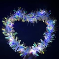 Luminous heart wreath in rainbow laser finish with LED lights for festive decor - Multicolor (Cool White Light)