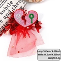 Pink glitter heart hair clip with red sequin tassels and mesh, size 10.5x11.5cm - Gender Symbol Heart Style