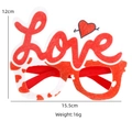 Red LOVE heart party glasses with arrow design and 15.5cm width measurement - Love Heart Style