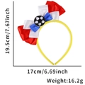 2026 World Cup theme party football headband with red, white and blue ribbon bow - Blue White Red Bow Football Headband