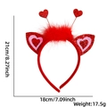 Red Valentine's heart headband with festive feathers and glitter heart boppers - One Size / Cat Ears Heart Feather Headband
