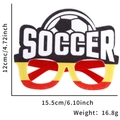 Spécifications de taille détaillées des lunettes de foot montrant largeur et hauteur - Style de Football Noir Jaune Rouge