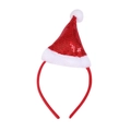 Cerchietto con cappello di Babbo Natale di paillettes rosse e morbido pompon bianco - Rosso