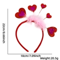 Valentine's Day heart headband with red glitter hearts and pink feathers decoration - One Size / Side Heart Pink Feather Headband