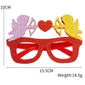 Red glitter Valentine's Day heart glasses with Cupid decor and 15.5cm size details - Heart Cupid Style
