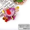 Pink glittery bird hair clip with purple bow and tulle details for Valentine party - Pink Bird Style