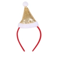 Cerchietto natalizio con mini cappello di paillettes dorate e dettagli in peluche - Oro