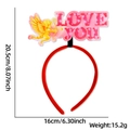 Red Valentine Love You headband with Cupid arrow and size specs, 20.5cm by 16cm - Cupid Love You Style