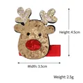 Glitzernder Rentier Weihnachts-Haarclip mit den Maßen 4.5cm Höhe und 3.5cm Breite - Goldene Pailletten Rentierkopf (SDFQ)
