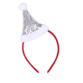 Cerchietto natalizio con cappello di paillettes argento e pompon bianco morbido - Argento