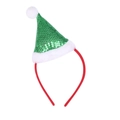 Cerchietto di Natale con mini cappello di paillettes verdi, bordo di peluche e pompon - Verde