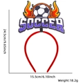 Detailed size specifications for soccer theme party headband with dimensions and weight info - Soccer Flame Style