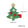 Glittery Christmas tree hair clip with gold star and red ribbon base, 4.5cm high - Christmas Tree (SDFQ)