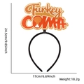Cerchietto per il Ringraziamento con design a tacchino e scritte festive arancioni - Cerchietto con lettere Turkey COMA