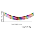 Regenbogenfarbene Lametta-Vorhang Girlande, 33cm hoch und 3 Meter lang für Dekoration - Diagonalverlauf mit silbernem Rand