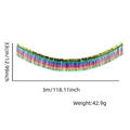 Nahaufnahme des 3m Regenbogen-Fransenvorhangs mit leuchtenden metallischen Streifen - Vertikaler tiefer Regenbogenverlauf