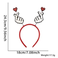 Serre-tête rouge de Saint-Valentin avec cœurs scintillants sur ressorts, 24x18cm - Taille unique / Mains Cœur avec Doigts