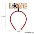 Soccer party headband featuring red LOVE lettering with football pattern, 21x16cm size - One Size / Love Style