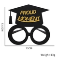 Graduation party eyewear with gold PROUD MOMENT text and mini black doctoral cap - PROUD MOMENT Bachelor Hat Style (N Style)