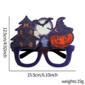 Halloween purple felt party glasses with castle and pumpkin motifs, 15.5cm x 12.5cm size - Castle Moon Pumpkin