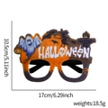 Detailed view of Halloween felt glasses with ghost and witch motifs and size measurements - Ghost Witch Scarecrow
