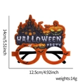 Detailed view of Halloween felt party glasses with pumpkin and haunted castle motifs - Castle Pumpkin Letters